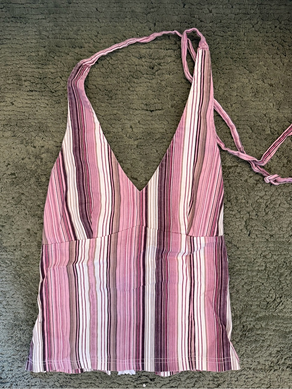 Angie Pink Striped Halter Tank Top